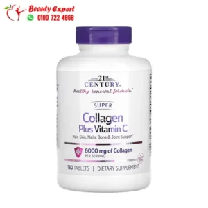 حبوب سوبر كولاجين سى بلس 6000 21st Century Super Collagen Plus Vitamin C, 6000 mg, 180 Tablets