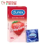 واقى ذكرى ديوركس رفيع للغاية فراولة 10 قطع Durex Extra Thin Wild Strawberry Condoms for Men