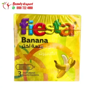 الكوندوم المضلع بنكهة الموز للرجال 3 كوندوم - Fiesta Banana - Ribbed & Flavoured Condoms 3 Condoms