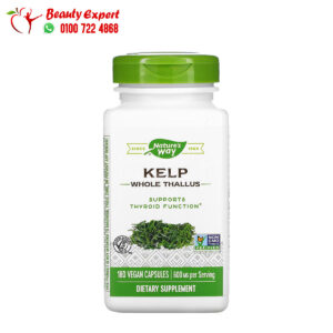 kelp حبوب لدعم وظيفة الغدة الدرقية Nature's Way Kelp, Whole Thallus, 600 mg, 180 Vegan Capsules