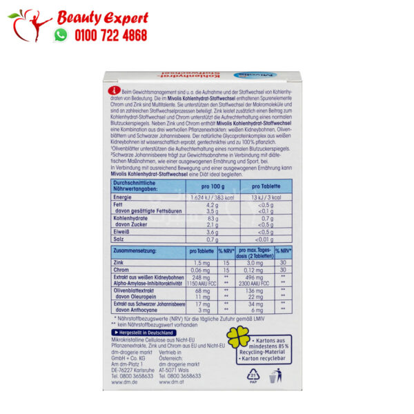 mivolis Carbohydrate metabolism for burn fat