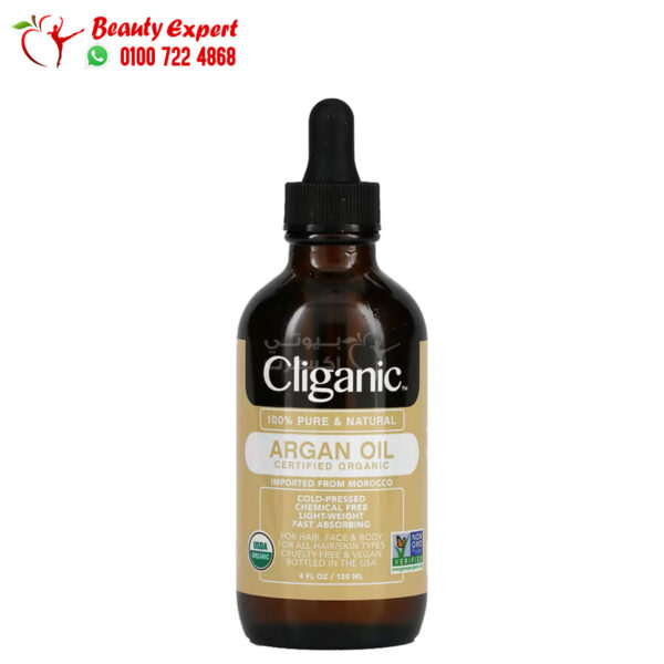 زيت ارغان الاصلي للشعر والوجه والجسم 120 مل - Cliganic, 100% Pure & Natural Argan Oil, 4 fl oz (120 ml)