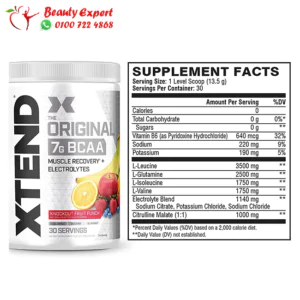 عبوة مكمل Xtend BCAA الغذائي مدون عليها المكونات